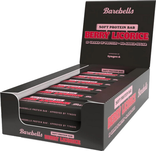 Barebells Soft Proteinbar, 12x55g, Berry Licorice Barebells Soft Proteinbar, 12x55g, Berry Licorice