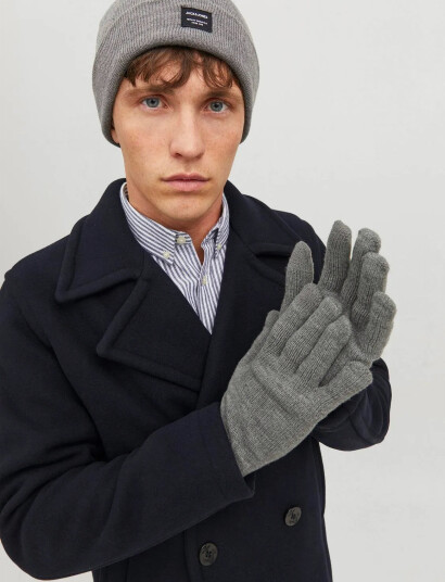 Jack & Jones Jacbarry Knitted Gloves Noos - Grey - ONE SIZE Jack & Jones Jacbarry Knitted Gloves Noos - Grey - ONE SIZE
