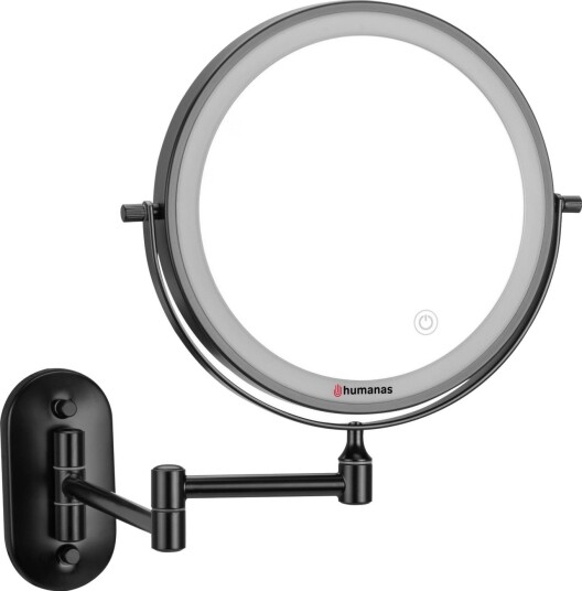 Humanas HS-BM01 Sminkespeil med LED-lys, 5x forstørrelse - Svart Humanas HS-BM01 Sminkespeil med LED-lys, 5x forstørrelse - Svart