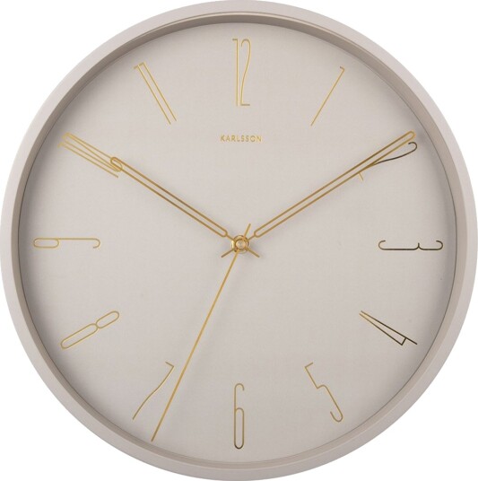 KARLSSON Wall Clock Belle Numbers Metal Warm Grey - Grey - ONE SIZE