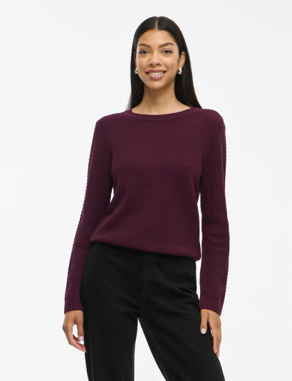 Vila Vidalo O-Neck L/S Knit Top- Noos - Burgundy - XS Vila Vidalo O-Neck L/S Knit Top- Noos - Burgundy - XS
