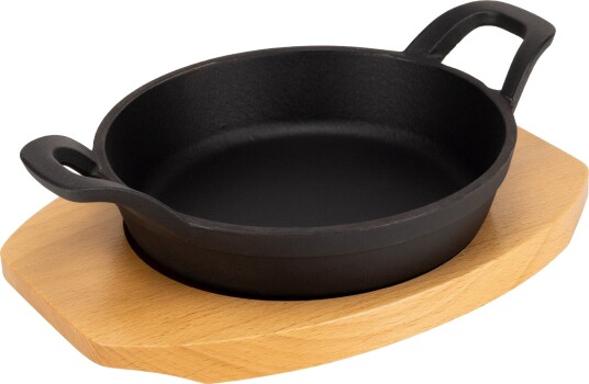 Essentials Serveringsform i støpejern 16 cm bordskåner i tre