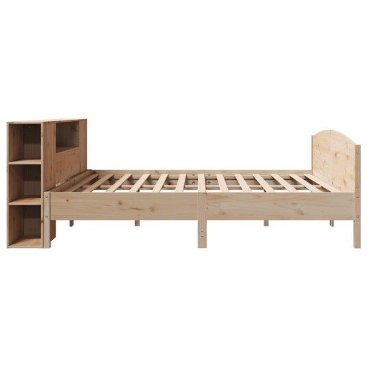 Seng med bokhylle uten madrass 180x200 cm heltre furu 3323056
