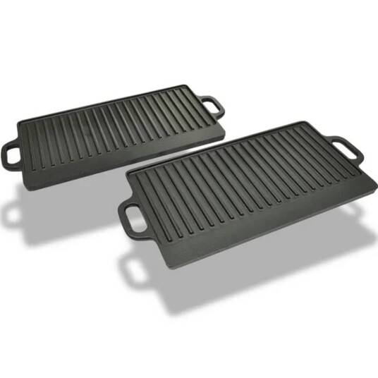 vidaXL Grillplate i støpejern 38x23 cm vendbar 2 stk
