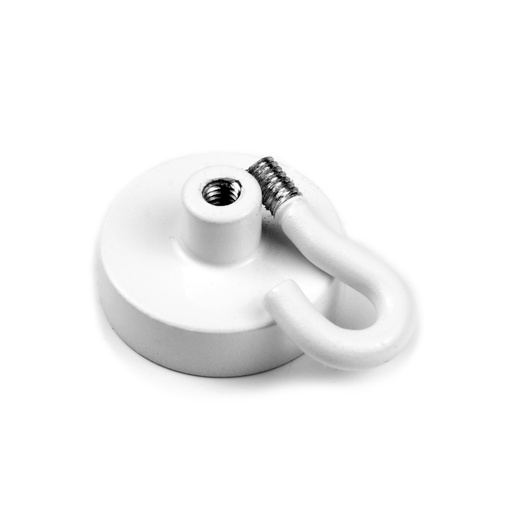 SuperMagneter Hvit Magnet Ø 25 Mm Med Krok   Løftekraft 16kg - Kjøp Krokmagneter