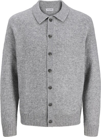 Jack & Jones Jjesoho Ollie Knit Polo Cardigan Grey M