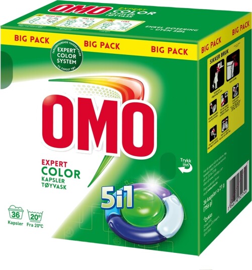 OMO EXPERT COLOR 5I1 VASKEKAPSLER 36STK OMO EXPERT COLOR 5I1 VASKEKAPSLER 36STK
