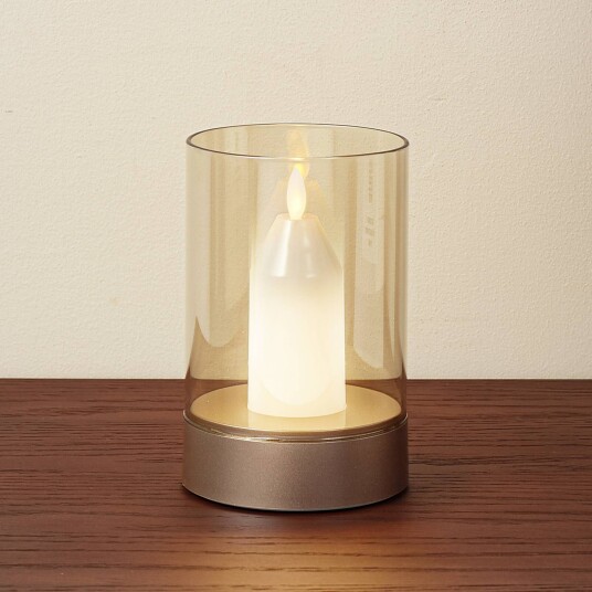 Lindby LED-bordlampe Lumana ravfarget glass dimbar