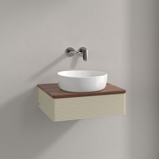 Villeroy & Boch  Antao Servantskap med 1 skuff 60x50x19 cm m/lys Grå Matt/Valnøtt
