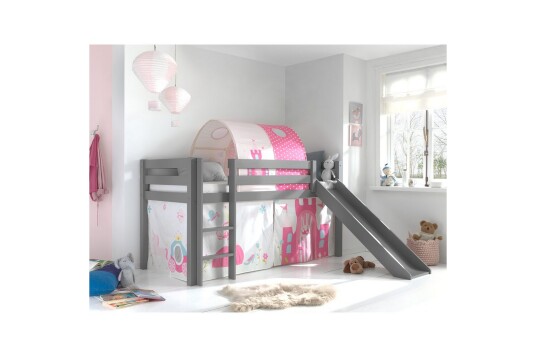 Middelseng med gardin Pino Princess Grå Grå Med sklie Prinsesse Ingen lommer Grå Grå Med sklie Prinsesse Ingen lommer