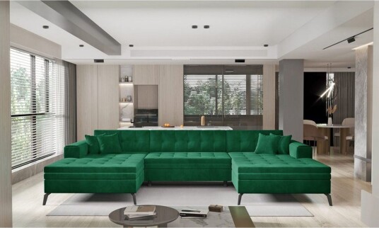 Hjørnesofa Eltap Vertizo 350x170x93 cm Lukso 35 Mørk grønn Symmetrisk