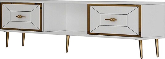 Virdel TV-benk 150 cm - Hvit/Gull