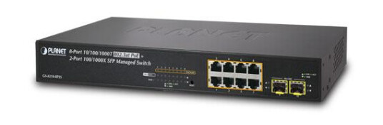PLANET PoE+ Switch 8-port 10/100/1000B/T+2xSFP Planet: Managed IPv4/IPv6 30W