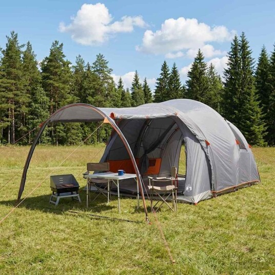 telt Grå og Oransje 6 personer Polyester og stål telt Grå og Oransje 6 personer Polyester og stål