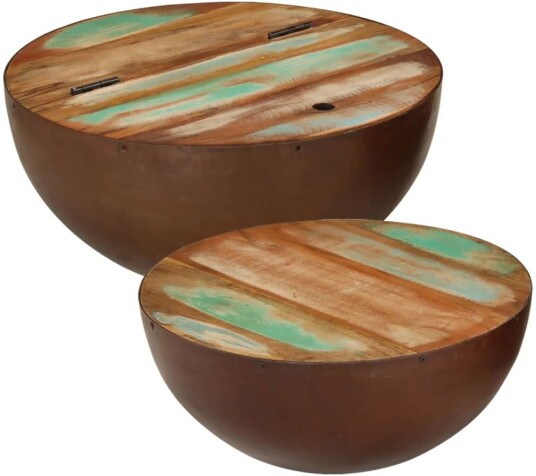 Bolleformede salongbord 2 stk gjenvunnet heltre 8720845731021