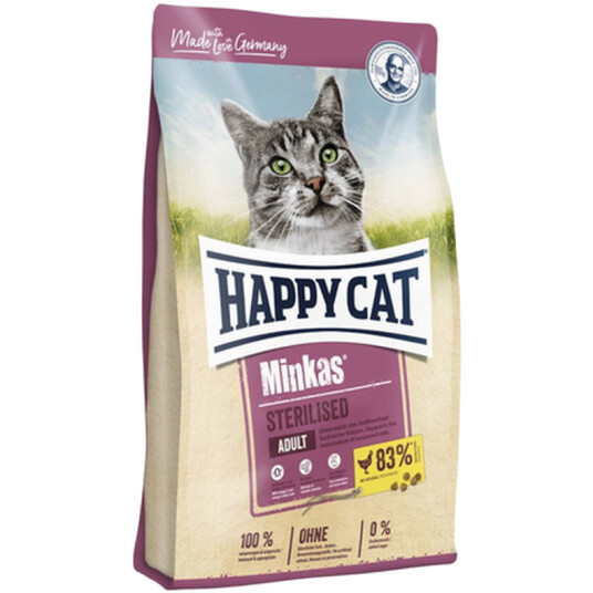 Happy Cat Minkas 10 kg Sterilisert Kattemat med Fugl og Eple for Voksne Katter Happy Cat Minkas 10 kg Sterilisert Kattemat med Fugl og Eple for Voksne Katter