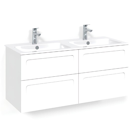 Macro Design Crown Servantskap Skuff - med Light 14 Servant 120cm Dobbel Hvit / Shape Macro Design Crown Servantskap Skuff - med Light 14 Servant 120cm Dobbel Hvit / Shape