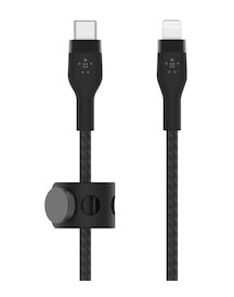 Belkin 2m USB-C til Lightning-kabel i sort med silikonhylse