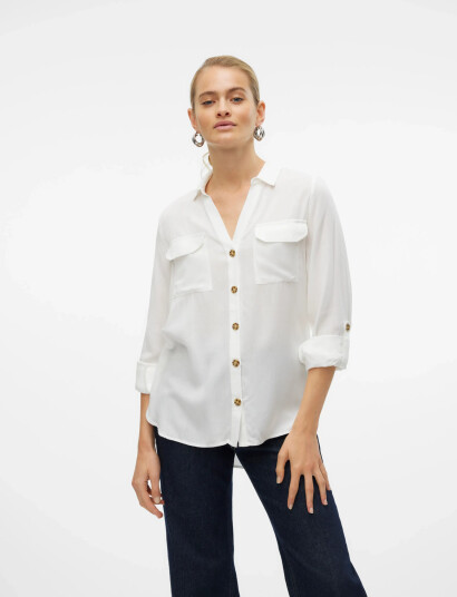 Vero Moda Vmbumpy L/S Shirt New Wvn Ga Noos - White - L