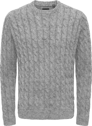 ONLY & SONS Onskicker Reg 3 Cable Crew Knit   Grey   XS