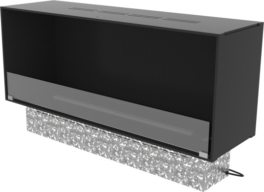 Decoflame Montreal 1000 biopeisinnsats med Denver F3 brenner og et glass  rett vegg