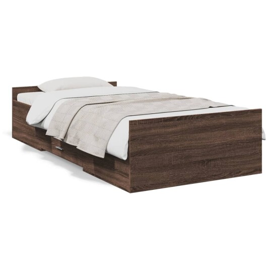 Sengeramme med skuffer brun eik 100x200 cm konstruert tre 8721102619878