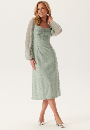 Bubbleroom Occasion Ruched L/S Midi Dress Aqua 38