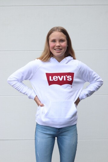 Levis Hvit Berlin Hettegenser for Barn 140 cm med Rød Logo Levis Hvit Berlin Hettegenser for Barn 140 cm med Rød Logo