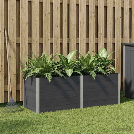 vidaXL Høybed Svart 250 x 100 x 91 cm WPC og Aluminium