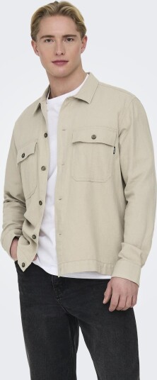 ONLY & SONS Onskennet Ls Overshirt Noos   Beige   XS