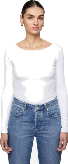 Camilla Pihl Petronella rib boatneck XS hvit dame