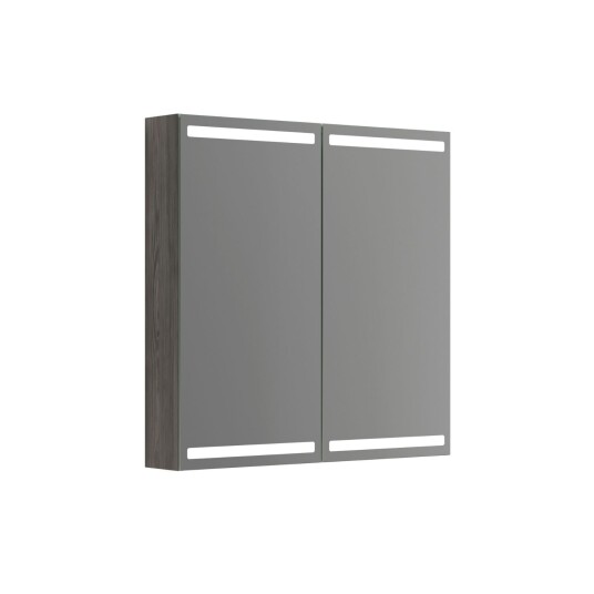 Dansani Level Speilskap med LED-lys 80x14,5x80 cm Grå Ask