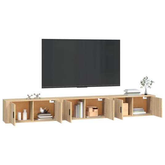  Vegghengte TV benker 3 stk sonoma eik 100x34,5x40 cm