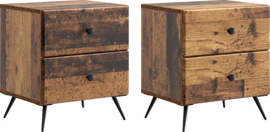  Nattbordskap med skuff 2 pcs Gammelt tre 43 x 34,5 x 47,5 cm