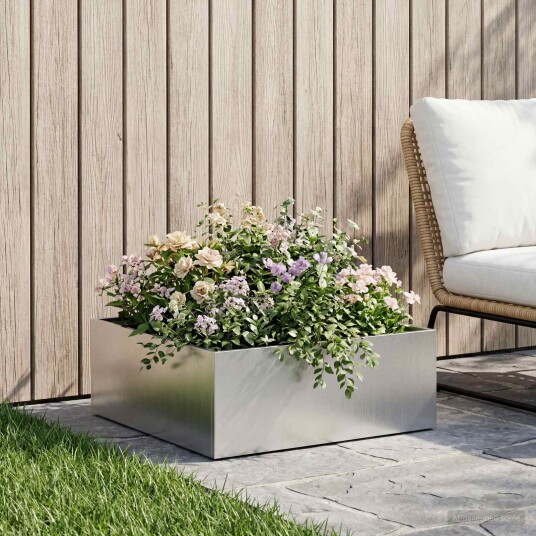 vidaXL Hageblomsterpotte Sølv 40 x 40 x 20 cm Rustfritt stål