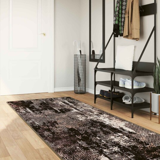 Teppe Runner MARSA Svart 100 x 300 cm Polyester og PVC