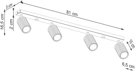 SOLLUX LIGHTING Carbon downlight svart lengde 81 cm aluminium 4 lyskilder.
