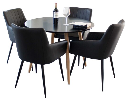 Venture Design Plaza & Comfort spisegruppe Svart/svart 4 st stoler & bord 100 cm