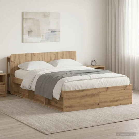 Sengeramme med oppbevaring Artisan eik 150 x 200 cm Sengeramme med oppbevaring Artisan eik 150 x 200 cm