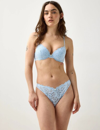 Lindex Malva Push Up Bra With Lace Blue 75 A