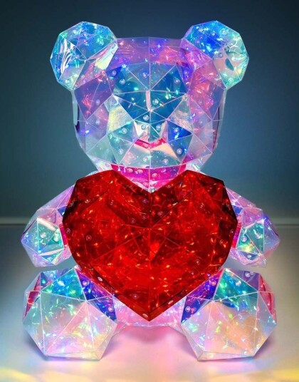 Mikamax Stor Light Up Teddy med Hjerte 43 cm