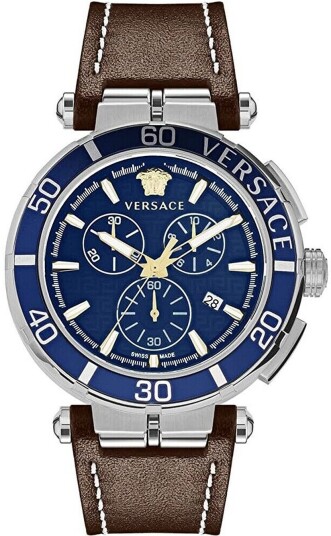 Versace Herreklokke VE3L00122 Greca Blå/Lær Ø45 mm Versace Herreklokke VE3L00122 Greca Blå/Lær Ø45 mm