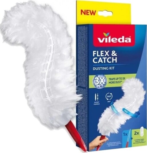 Vileda Flex & Catch Støvsuger /Feiebrett Med Kort Skaft + 1 Innsats 179432