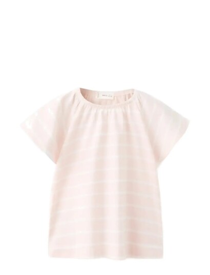 Mango Striped Cotton T Shirt Pink 4 5