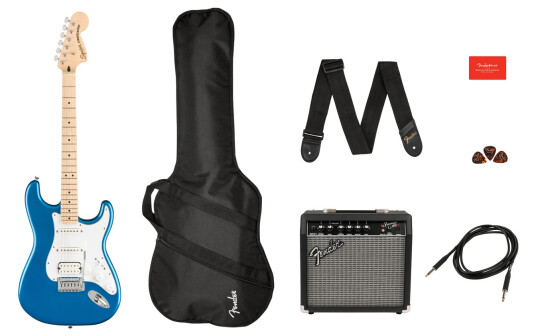 Squier Affinity Series Strat Hss Pack Lake Placid Blue, Mn, Gig Bag, 15g-230v Squier Affinity Series Strat Hss Pack Lake Placid Blue, Mn, Gig Bag, 15g-230v