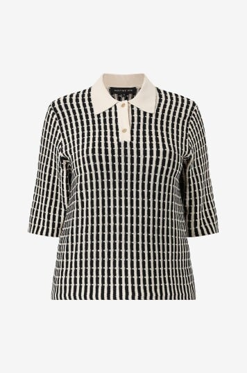 NO. 1 BY OX Genser Knitted Polo Blouse w 1/2 Sleeves Flerfarget