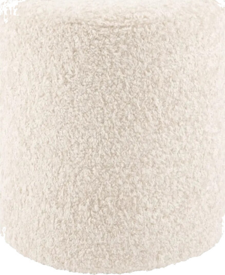 House Puff 35 cm Rund Teddy Hvit