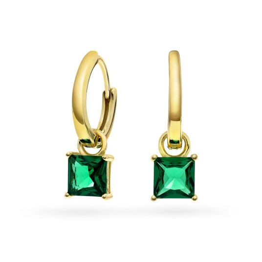 Pan Jewelry, Øreringer i forgylt sølv med grønn zirkonia Pan Jewelry, Øreringer i forgylt sølv med grønn zirkonia
