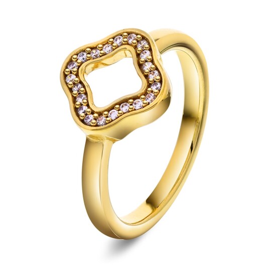 Pan Jewelry Ring i 925 forgylt sølv med zirkonia størrelse 48
