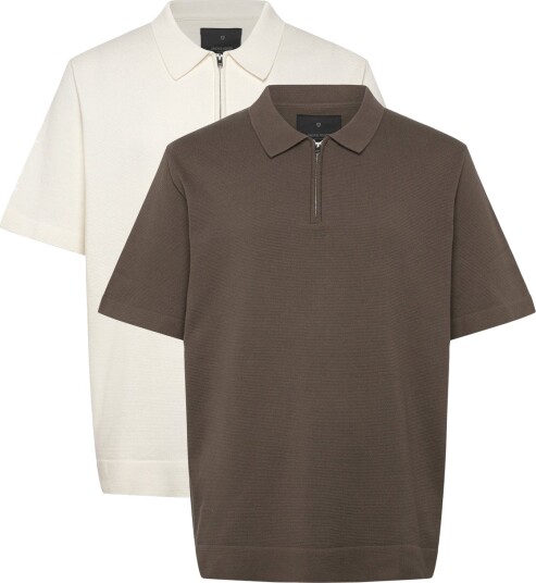 Jack & Jones Jprblamilano Spring Knit Zip Polo 2Pk Mp   Cream   XL